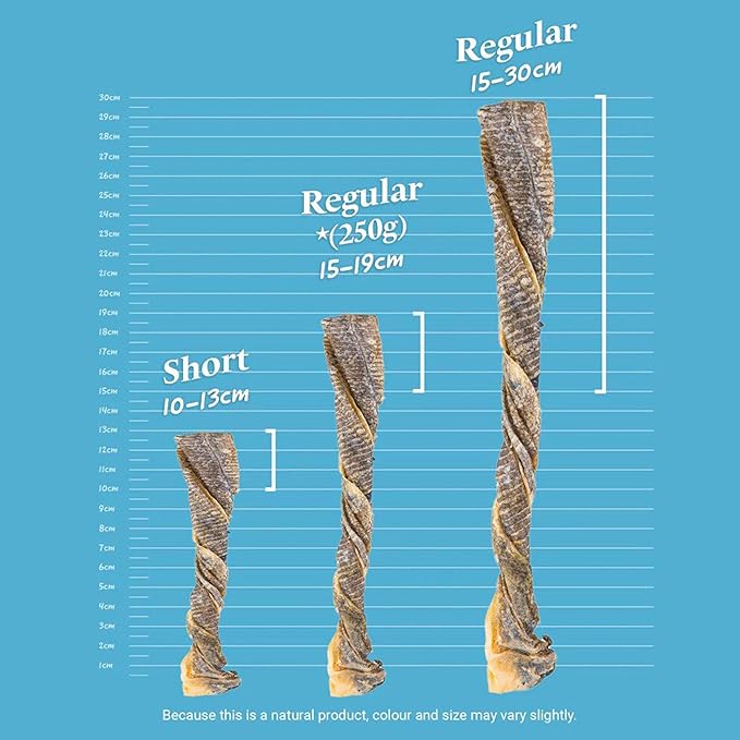 SKIPPER'S Cod Fish Skin Twists Dog Chews - 100% Fish Skin Grain Free Treats for Dogs, High in Protein & Low in Fat, Essential Omega 3 Oils | Great for Teeth (Regular, 8.82 Oz)