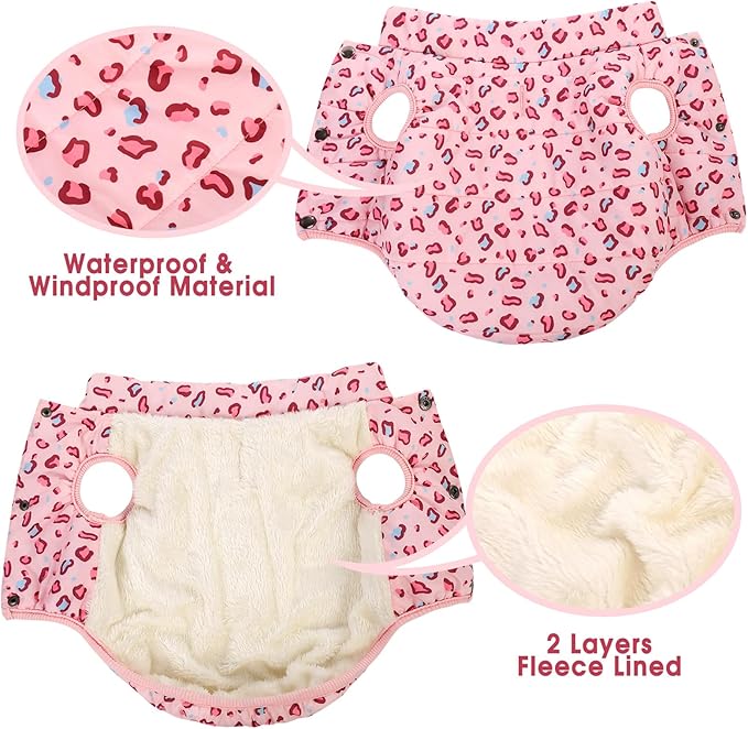 ASENKU Windproof Winter Coat - Waterproof Jacket, Warm Vest for Dogs - Cold Weather Pet Apparel With 2 Layers Fleece Lined for Small Medium Large Dogs (Pink Leopard, 2XL)