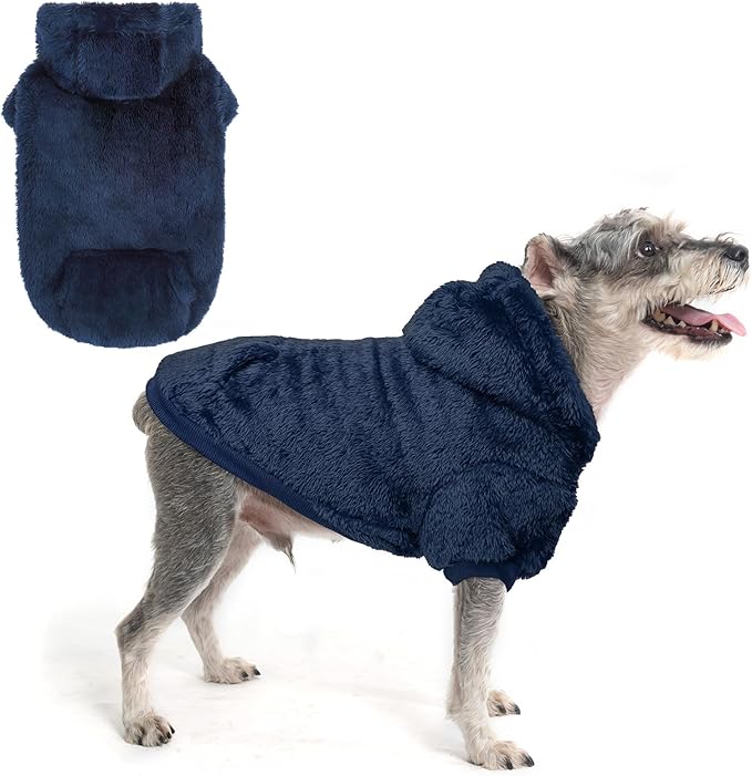 SCENEREAL Fleece Dog Sweater Hoodie for Small Medium Large Dogs, Fuzzy Warm Puppy Sweatshirt with Pocket, Girl Boy Pet Clothes for Winter/Fall, Designer Cute Male/Female Cat Clothes with Leash Hole