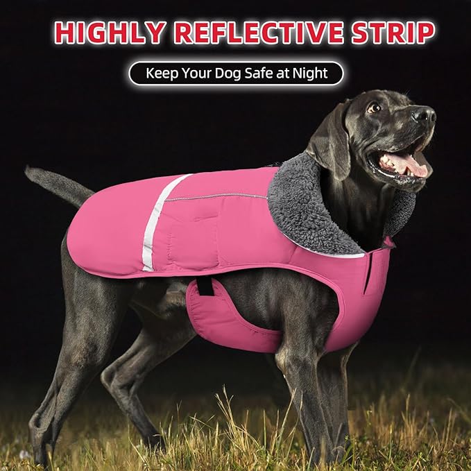 Doglay Dog Coat, Waterproof Dog Jacket Pet Winter Coat for Cold Weather with Thicken Furry Collar, Reflective Puppy Winter Jacket Warm Fleece Lining for Small Medium Large Pets