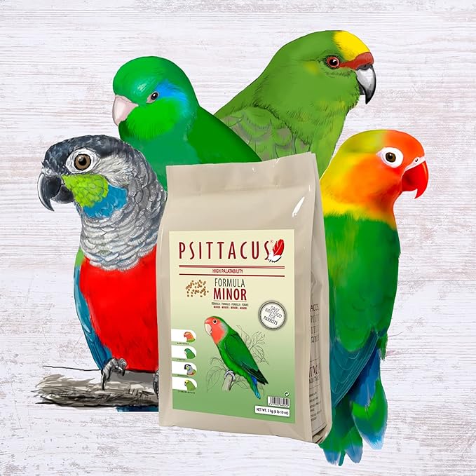 Psittacus Minor | Complete Pellet Diet for Lovebirds, Parrotlets and Green Cheeks | Premium Food for Birds, 100% no-GMO (6.6 lb)