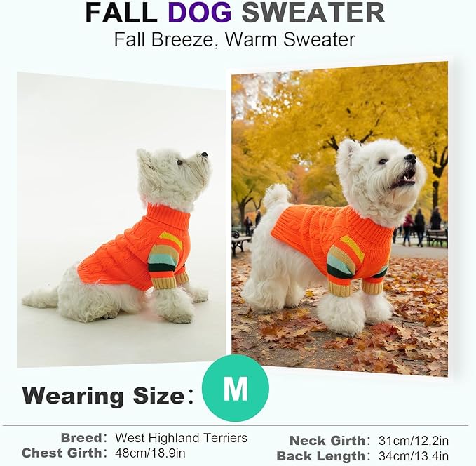 Dog Sweater Thick, Sweaters for Large Size Dogs Comfy, Stretchy Pullover Dog Sweater for Large Doggie, Christmas Dogs Sweaters Unisex, Warm Pet Knitwear Boston Terrier, Frenchie (Orange L)