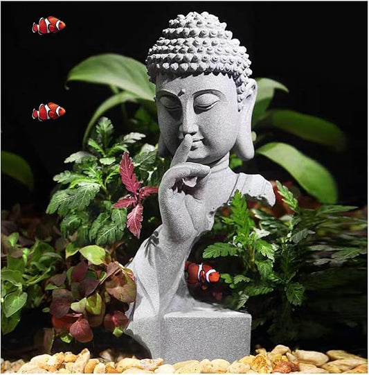 livelyfish Meditating Buddha Statue Zen Garden Statues Sandstone Thinker Buddha Sculpture Figurine for Fish Tank Aquarium Home Decorations, Gift (Large)