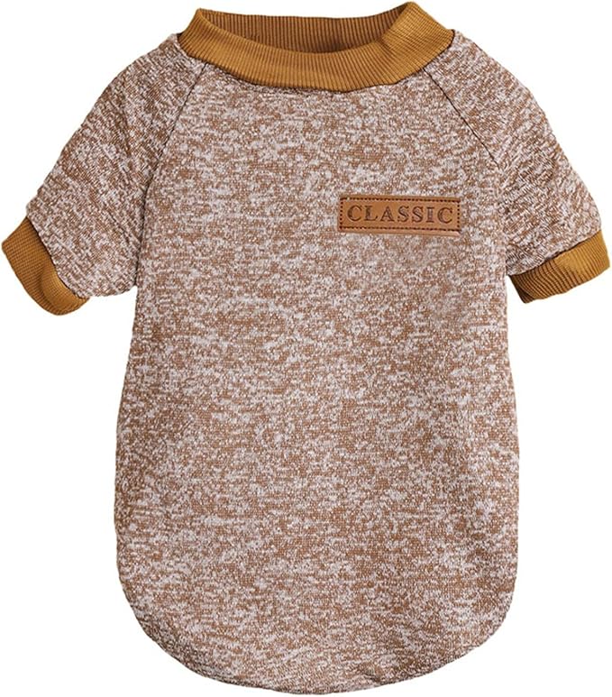 Jecikelon Dog Clothes Dogs Sweater Soft Puppies Clothing Winter Puppy Sweaters Warm Outfit for Dogs Small XXS XS Cat Apparel (Khaki, XL)