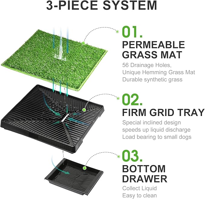 Hompet Dog Toilet Indoor Puppy Training Pad, Removable Dog Potty for Easier Clean Up,Dog Grass Pad with Tray Pet Training Grass Mat 25"×20"