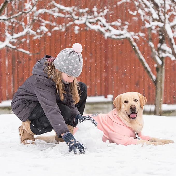 Dog Hoodies Winter Coat for Large Medium Dogs, Pullover 8 Legs Warm Coat Hooded Sweatshirt, Fleece Hoodie for Cold Weather (Pink, X-Large)