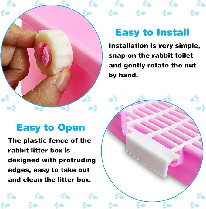 PINVNBY Rabbit Litter Box for Cage Bunny Corner Bedding Box Small Animal Litter Pan Hanging Pet Bowls Cage Potty Trainer Pet Toilet for Rabbit Bunny Guinea Pigs