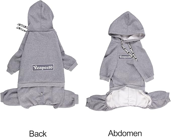 Dog Hoodies Winter Coat for Large Medium Dogs, Pullover 8 Legs Warm Coat Hooded Sweatshirt, Fleece Hoodie for Cold Weather (Grey, 6X-Large)