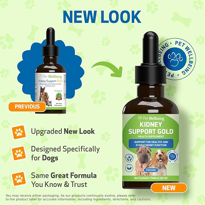 Pet Wellbeing Kidney Support Gold for Dogs - Supports Healthy Kidney Function, Fluid Balance, Energy Levels, Rehmannia, Dong Quai - Veterinarian-Formulated Herbal Supplement 2 oz (59 ml)