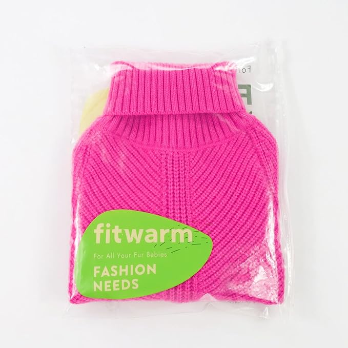 Fitwarm Valentines Dog Turtleneck Sweater, Dog Winter Clothes for Small Dogs Girl, Knitted Pet Coat, Cat Outfit, Hot Pink, Medium