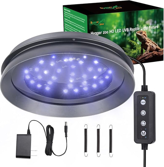 UVB Light for Reptiles with Dimming, LED UVB Light Bulb Fixture for Bearded Dragon Gecko Lizard Turtle Snake, Adjustable Brightness UVA UVB Lamp for Tropical & Desert Reptile Tank Accessories 8W Grey