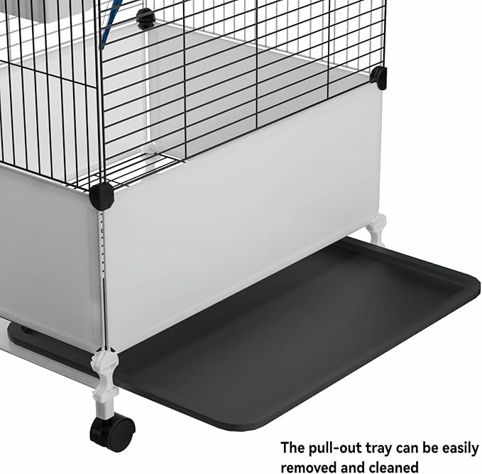 Big Flight Bird Cage, Black Parakeet Cages with Rolling Stand & Wheels, Wide Birdcage for Parrots Cockatiels Conure Budgie Canary Finch Lovebird