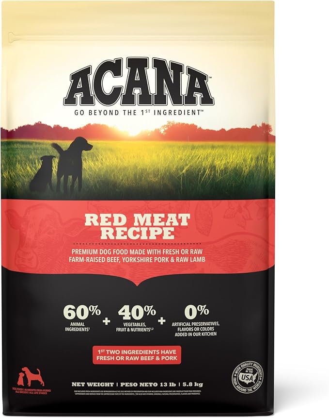 ACANA Grain Free Dry Dog Food Red Meat Recipe 13lb Bag