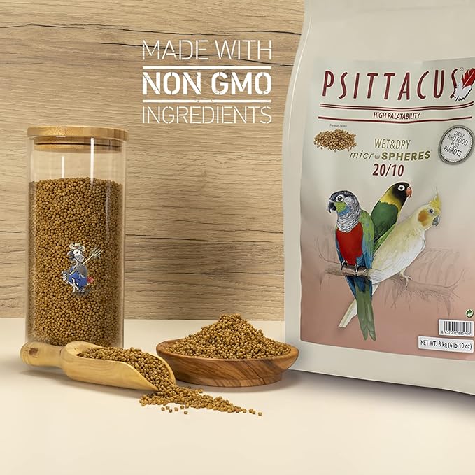 Psittacus Microspheres Wet & Dry 20/10 6.6 lb | for Chops and Salads Recipes, The Easiest One, Quick and Cold Preparation | Premium Pellet for Birds and Parrots, 100% Non-GMO