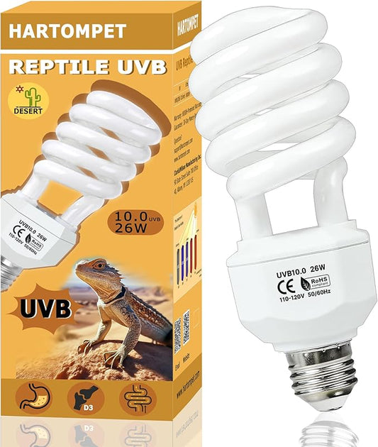 UVB 10.0 Reptile Light 26W – Desert Lamp for Bearded Dragons, Tortoises, Iguanas, Lizards & Other Sun-Loving Reptiles – Coil Bulb for Terrariums & Tanks