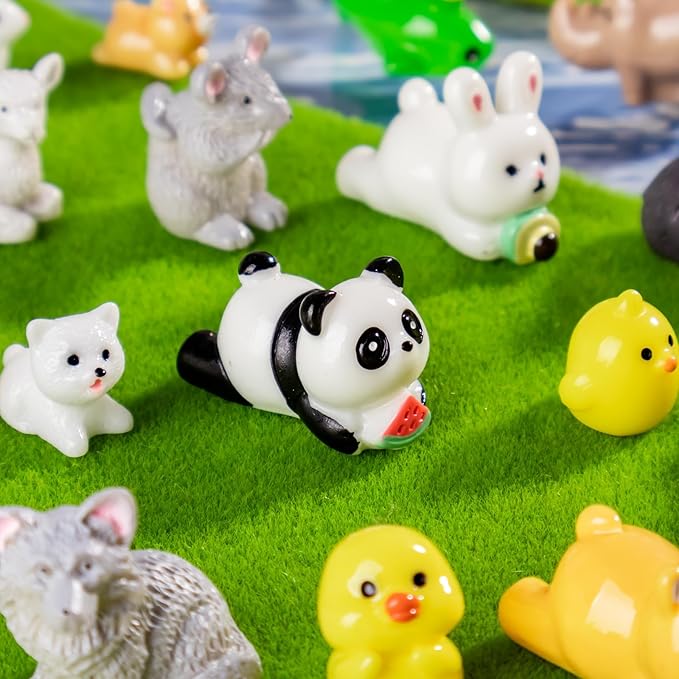 30 Styles Mini Resin Animals 30pcs Variety Tiny Animals Figures Miniature Little Small Figurines Bulk for Micro Fairy Garden Landscape Accessories Hide Decor Aquarium