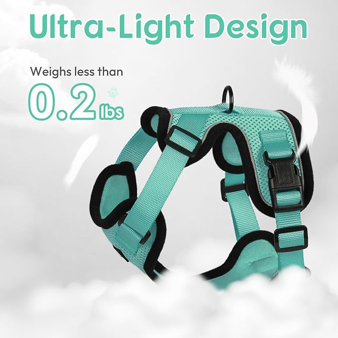 Dooradar Cat Harness and Leash Set, Escape Proof Safe Adjustable Kitten Vest Harnesses for Walking, Easy Control Soft Breathable Mesh Jacket with Reflective Strips for Cats, Green, XS