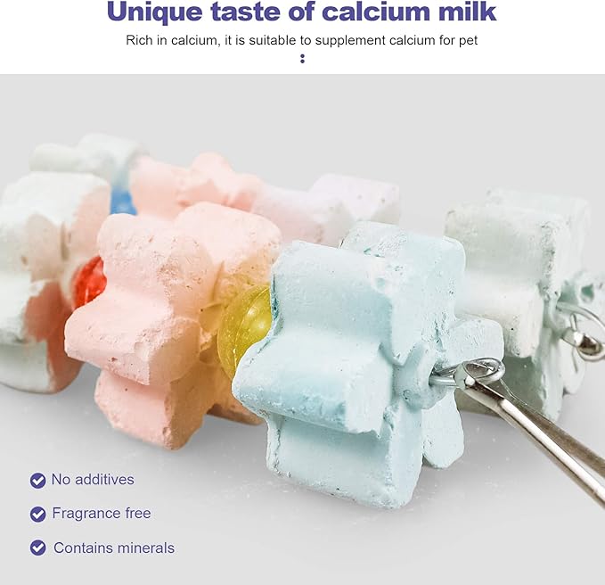 3Packs Parrot Chewing Toy Beak Trimmer Calcium Stone with BellParrot for Cockatiel Conure African Grey Amazon Parrots Parakeet Cockatiel Bird (Style-2)