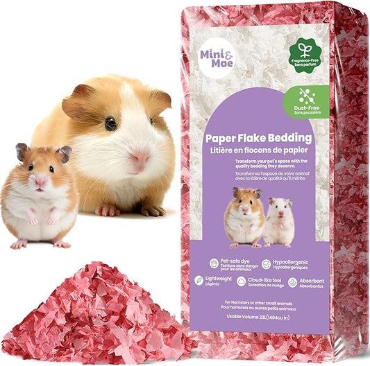 mini&moe Guinea Pigs Bedding Hamster Bedding: Moisture Absorbent and Dust-Free Natural Paper Small Pet Bedding - for Guinea Pigs, Hamsters, and Rabbits, 17 Liters
