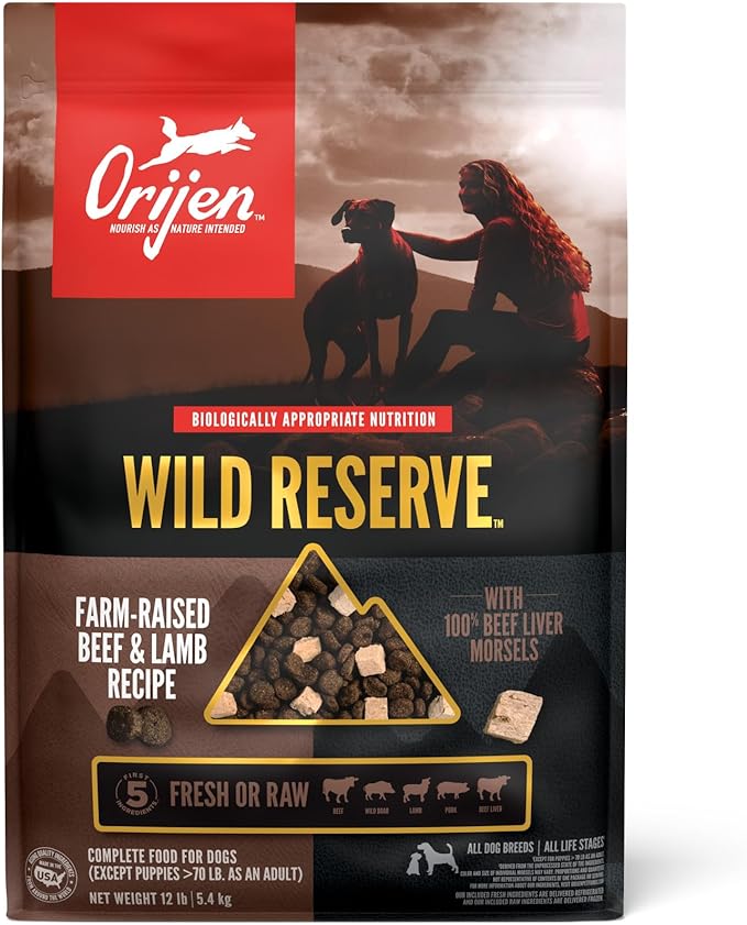 ORIJEN Wild Reserve Dry Dog Food Farm-Raised Beef & Lamb Recipe 12lb Bag