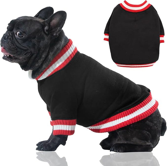FUAMEY Dog Pullover Sweatshirt，Dog Winter Sweaters Warm Dog Clothes Dog Vest Thick Puppy Pullover Soft Pet Fleece Sweater Cute Doggie Boy Girl Outfit for Small Medium Dogs Black XS