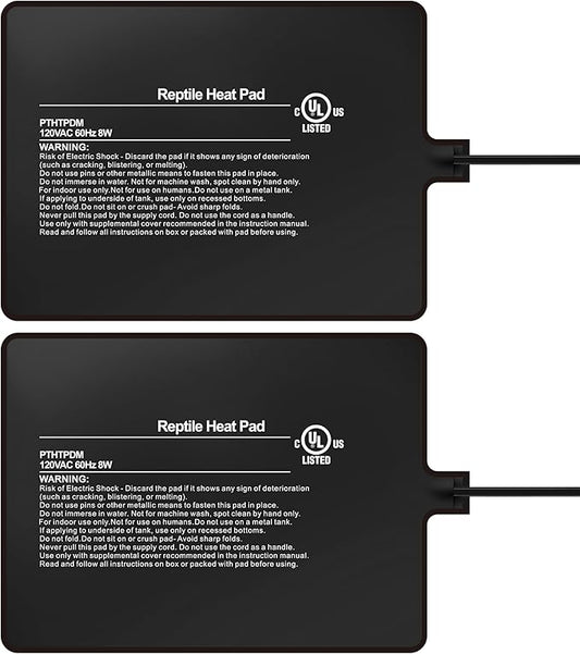 Simple Deluxe 6X8 Inch 8W Reptile Heating Pad Electric Indoor Under Tank Terrarium Heating Mat Waterproof for Turtles, Lizards, Frogs, and Other Reptiles, 2 Pack