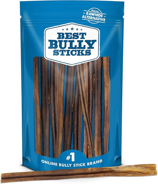 Best Bully Sticks Thick 12 Inch Bully Sticks for Dogs - 18 Count (Pack of 1) - Natural, Grass-Fed Beef, Single Ingredient, Grain and Rawhide Free - Large Breeds