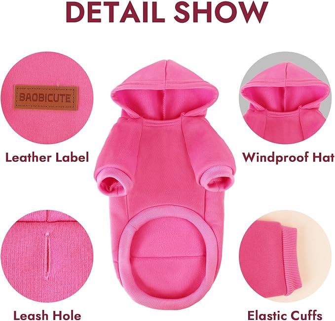 2 Pack Dog Hoodie Warm Hood Dog Sweater Cold Weather Small Dogs Sweatshirt Comfort Pet Clothes for Small Medium Dogs with Pockets Cats Chihuahua Clothes for Male Female Girl Boy Sporty Daily Wear