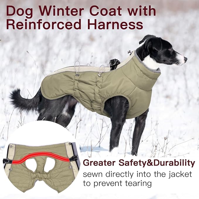 Dog Coat - XS, Warm Zip Up Snowsuit Dog Harness Vest, Reflective Water-Resistant, Apricot
