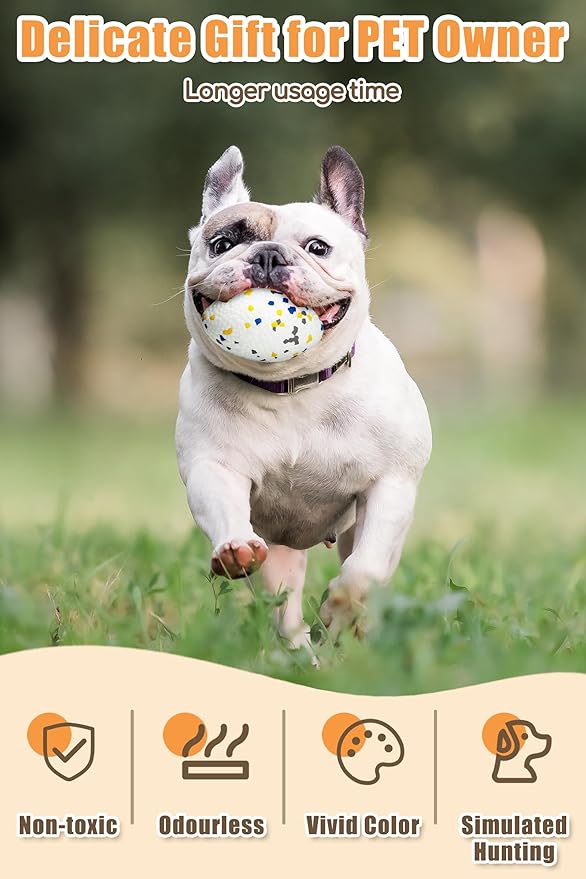 2Pcs Bone Dog Balls+Rugby Dog Toys for Aggressive Chewers, Indestructible Tennis Balls for Dogs (Bone+Rugby)