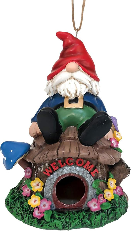 Spoontiques - Birdhouse - Garden Décor - Decorative Bird House for Yard and Garden Decoration - Hanging Novelty for Outdoor Patio - Gnome, Multicolor