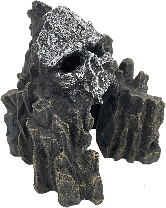 Aquarium Decoration for Fish Tank Skull Rock Aquarium Ornament Aquarium Skull Mountain View Stone Ornaments Aquarium Decor House Cave Fish Tank Decoration - Small