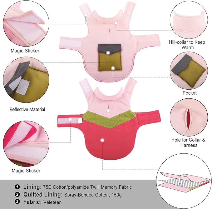 ASENKU Dog Jacket Plaid Reversible Reversible Dog Vest Waterproof Cold Winter Clothes Pet Apparel for Small Medium Large Dogs (3XL, Colorful)