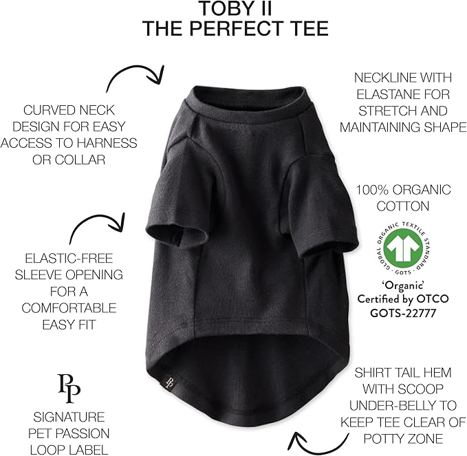 Toby II - The Perfect Tee, 3 Pack Short Sleeve Pet T-Shirt 100% Organic Cotton Tees Clothes for Small, Medium, Large Dogs, Gray Ombre, XX-Small