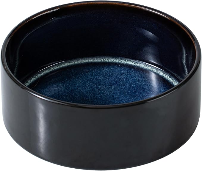 Ceramic 8.2inch Dog Bowl for Large Breed Dogs, Anti-Slip and Weighted Pet Food and Water Dishes (Single Bowl, Starry Sky)