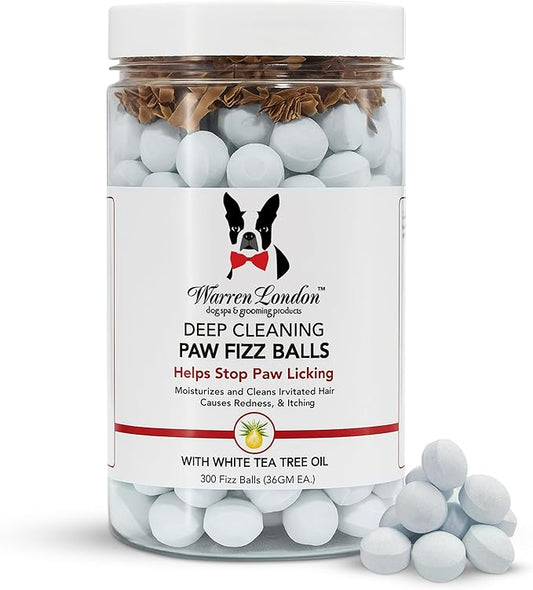 Warren London Deep Cleaning Paw Soak for Dogs – 300 Count Fizz Balls | Groomer-Size | Soothes Itchy, Irritated Paws with Seaweed, Tea Tree Oil & Aloe | Anti-Lick Paw Relief & Easy 5-Minute Spa