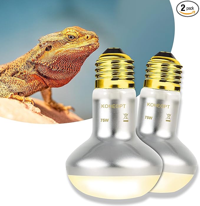 Reptile Heat Lamp 75W, (2 Pack) UVA Basking Spot Heat Lamp Bulbs, Turtle,Lizard,Chicken Brooder,Natural Daylight Heating Light for Bearded Dragon