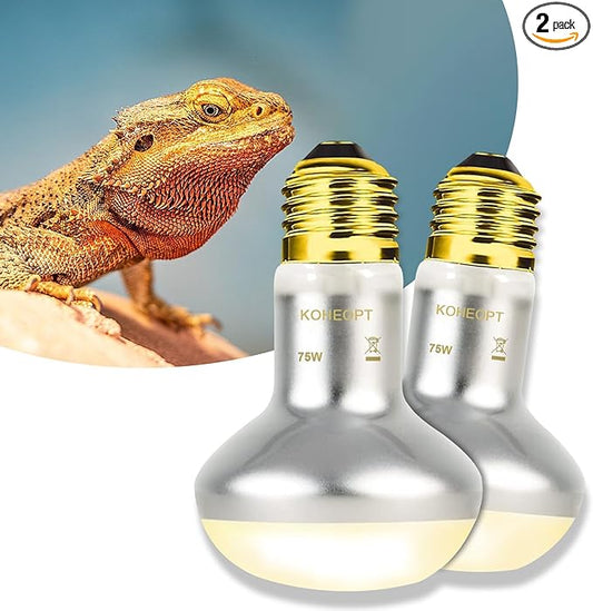 Reptile Heat Lamp 75W, (2 Pack) UVA Basking Spot Heat Lamp Bulbs, Turtle,Lizard,Chicken Brooder,Natural Daylight Heating Light for Bearded Dragon