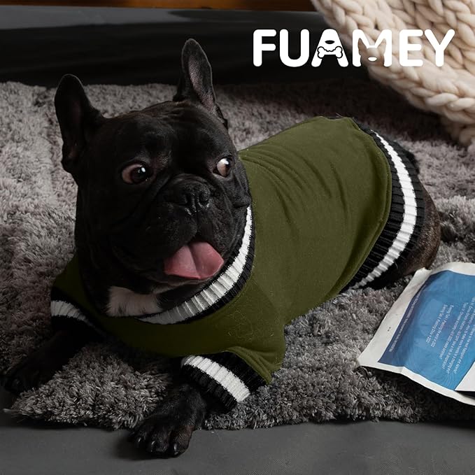 FUAMEY Dog Pullover Sweatshirt，Dog Winter Sweaters Warm Dog Clothes Dog Vest Thick Puppy Pullover Soft Pet Fleece Sweater Cute Doggie Boy Girl Outfit for Small Medium Dogs Green S