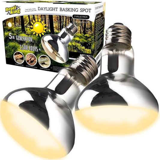 Reptile Heat Lamp Bulbs, 2-Pack 75W Daylight Basking Spot, 2024 G3, Bearded Dragon/Turtle/Lzard/Gecko Light Bulb, UVA Heat Lamp, Basking Light for Reptiles