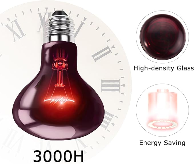 60W Infrared Red Heat Lamp – Perfect Basking Spot Bulb for Lizards, Bearded Dragons, Snakes & Chickens; Efficient Red Heat Emitter for Brooders and Terrariums, E26 Base | 2 Pack