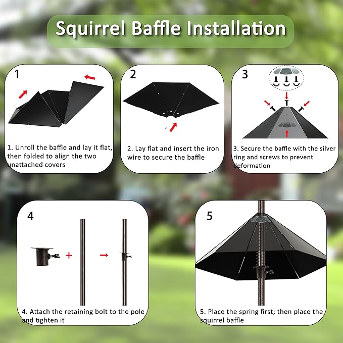 6-Hook Bird Feeding Station Kit, 94 Inch Heavy Duty Bird Feeder Stand Pole for Outdoors Hanging with 4 Feeders, Wide Metal Squirrel Baffle, Attracting Wild Birds