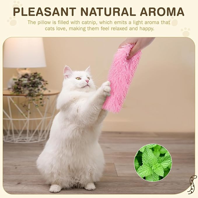 Cat Toys Cat Pillows, 3 Pack Soft and Durable Interactive Cat Kicker Catnip Toys with Catnip Inside, Teething Chew Toy with Crinkle Sound for Indoor Companion