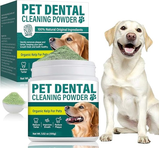 Dog Teeth Cleaning Powder, Dog Dental Powder for Bad Breath&Food Residue, Natural