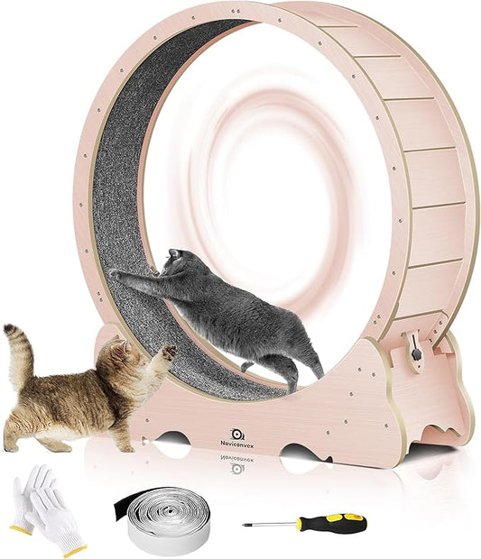 Cat Wheel, 48" XL Large Cats Exercise Running Wheel, Cat Treadmill for Indoor Cats, Pink