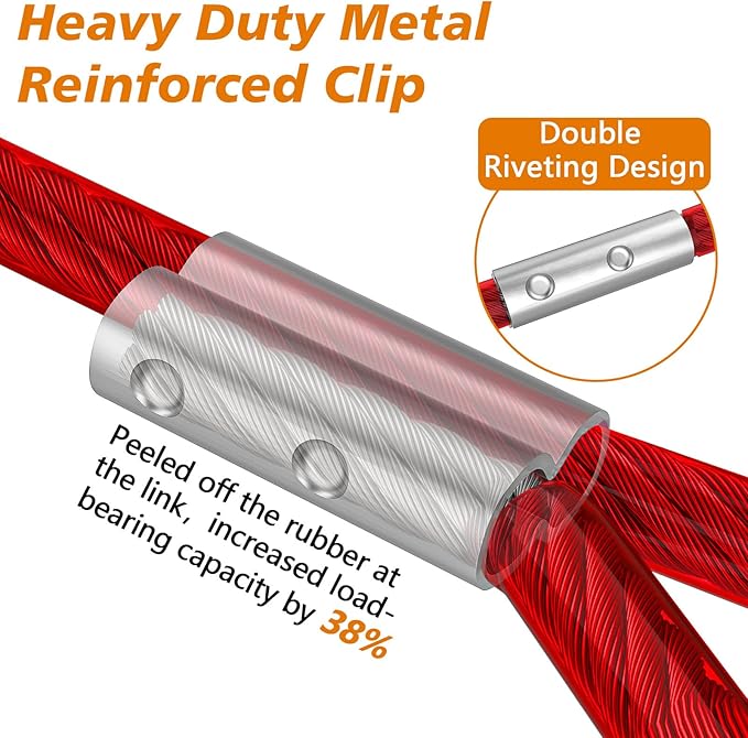 XiaZ 50ft Tie Out Cable for Dogs, Dog Leads for Yard, Heavy Duty Pet Tie Out Cable for Large Dogs Up to 250lbs, Durable Dog Runner Tether Line for Yard or Camping