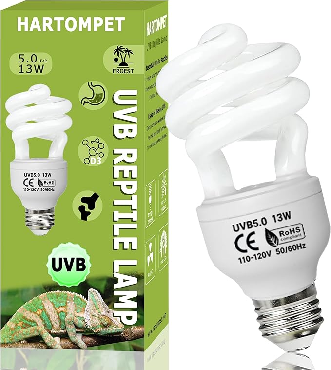 UVB 5.0 Reptile Light 13W, Tropical Terrarium Compact Fluorescent Lamp, Coil UVA-UVB Bulbs for Chameleons, Lizard, Turtle,Ideal Lighting for Small Reptile Tanks, Amphibians Terrarium Habitat