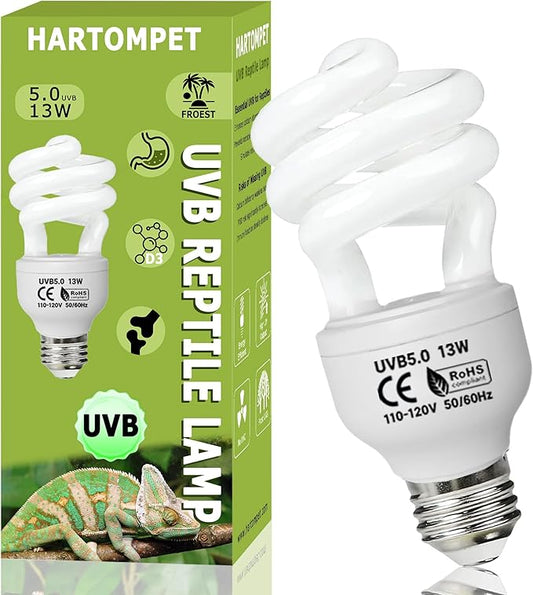 UVB 5.0 Reptile Light 13W, Tropical Terrarium Compact Fluorescent Lamp, Coil UVA-UVB Bulbs for Chameleons, Lizard, Turtle,Ideal Lighting for Small Reptile Tanks, Amphibians Terrarium Habitat
