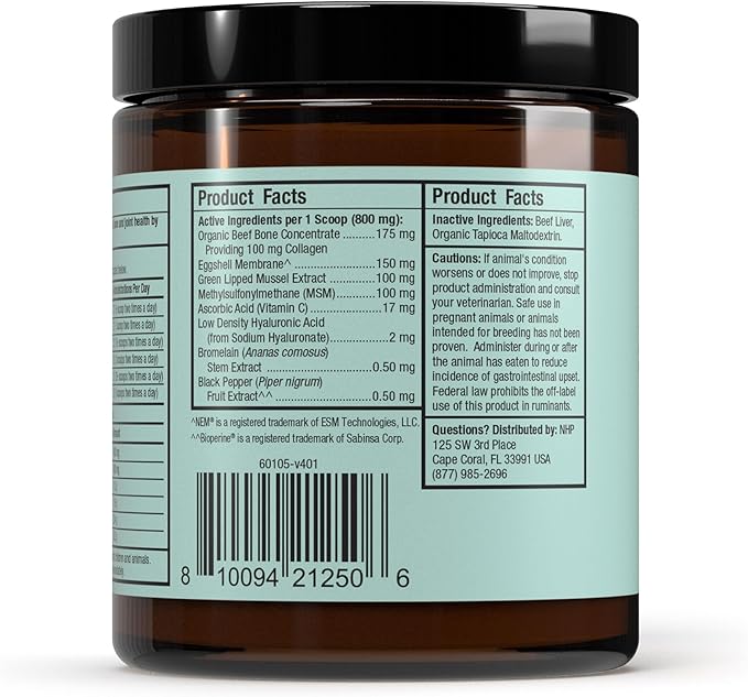Bark & Whiskers Joint Support for Dogs & Cats, 1.69 Oz. (48 g), Collagen & Hyaluronic Acid, Promotes Mobility, Veterinarian Formulated, Non-GMO, Dr. Mercola