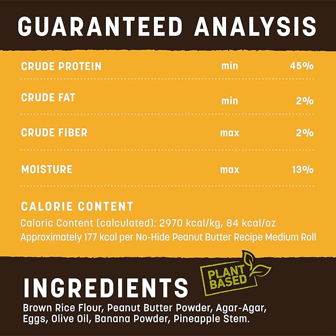Earth Animal No Hide Medium Peanut Butter Flavored Natural Rawhide Free Dog Chews Long Lasting Chew Sticks | Treats for Large Dogs | Great for Aggressive Chewers - 6 Count